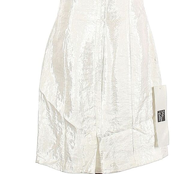 Laundry by Shelli Segal Embellished One Shoulder Satin Ivory White Dress Sz0 NWT - Picture 9 of 12